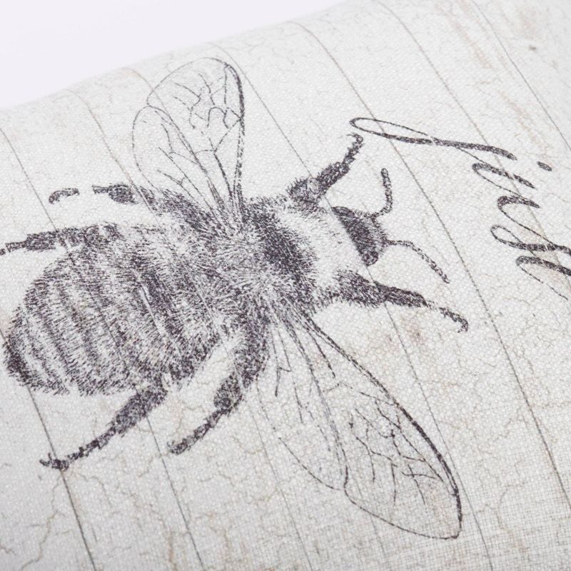 18"x18" 'Just Bee' Square Throw Pillow Taupe/Cream - Sure Fit