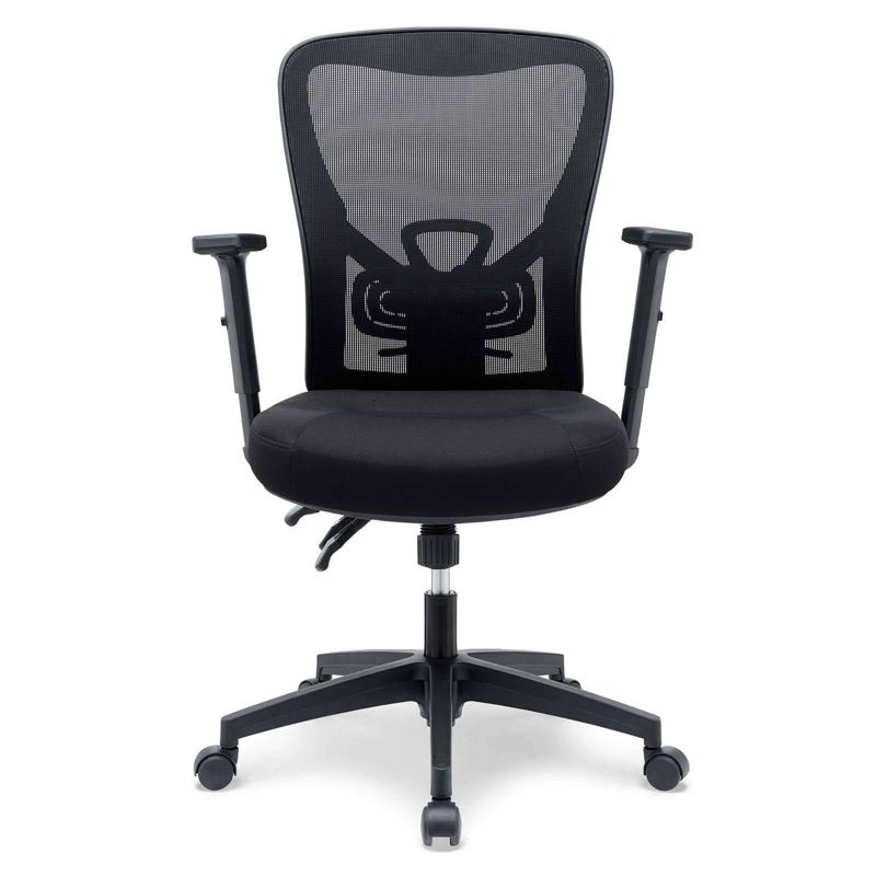 Mesh Sled Base Side Reception Chair with Flip Up Arms Black - Riverstone Furniture
