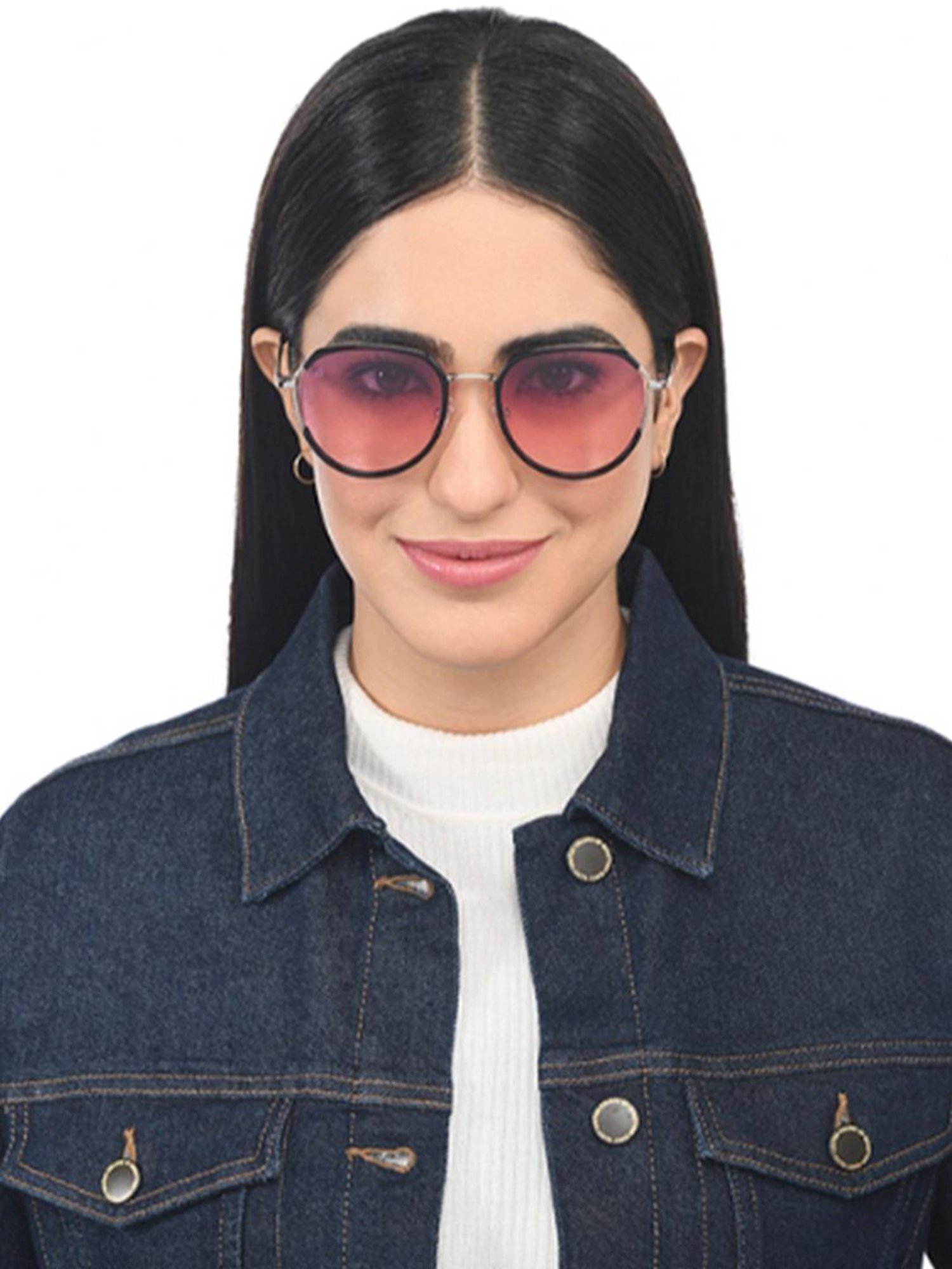 Vincent Chase Pink Geometric Polarised and UV Protected Lens Sunglasses for Women