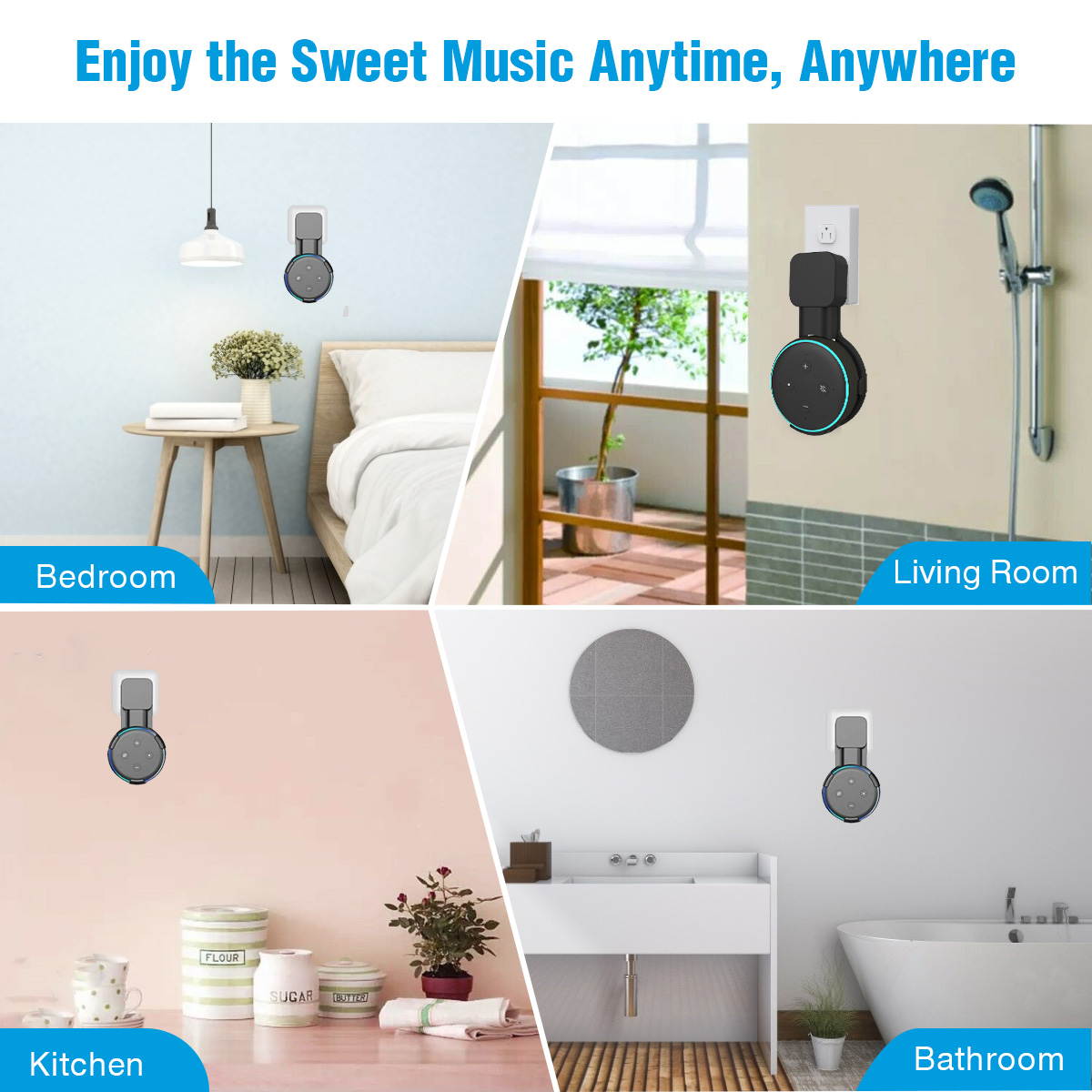 2pcs Outlet Wall Mount Stand Holder for Echo Dot 3rd Generation Speaker