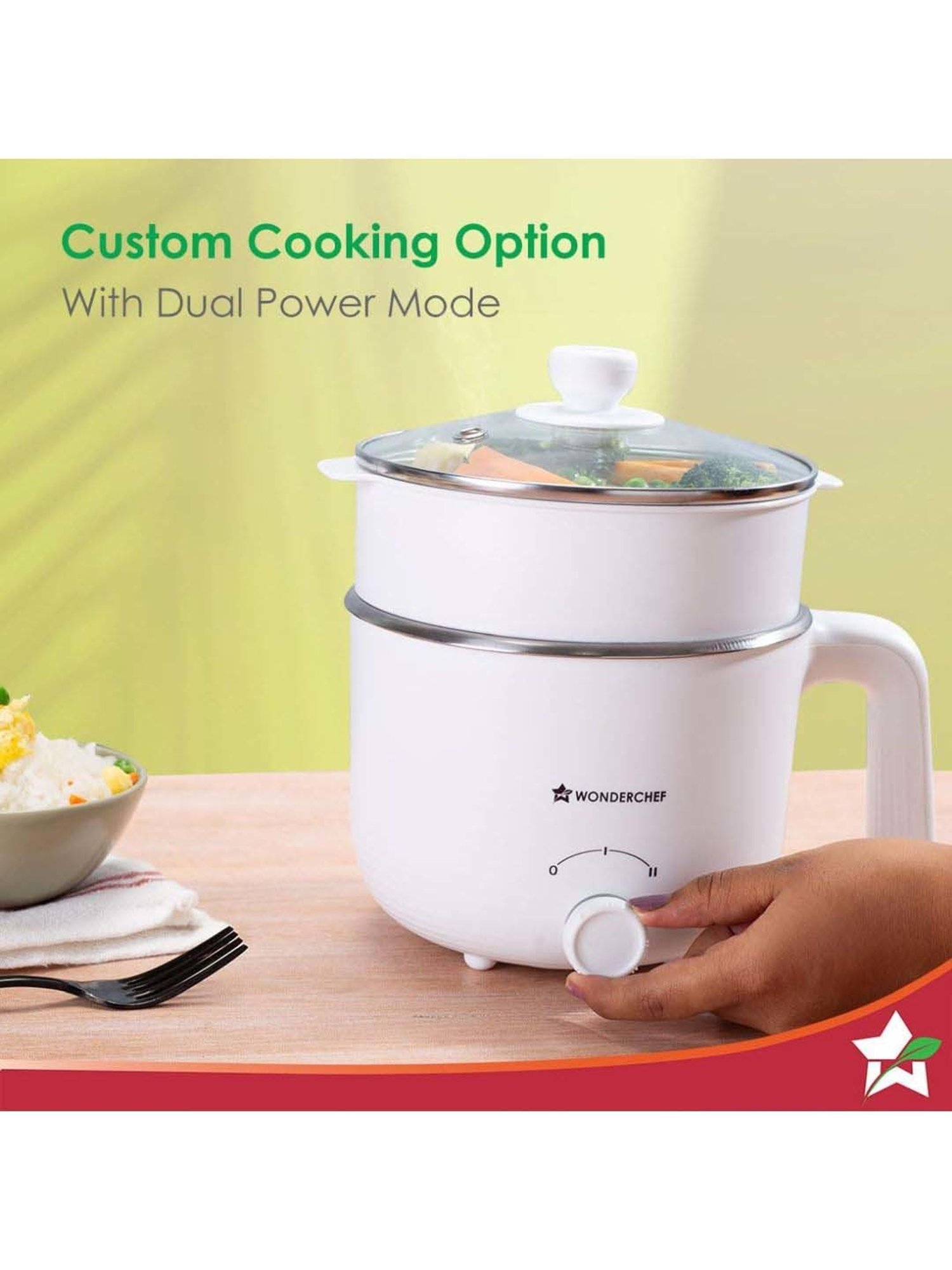 Wonderchef Luxe Multi Cook 1.2 L Kettle with Dual Power Modes & Automatic Shut-Off (600W,White)