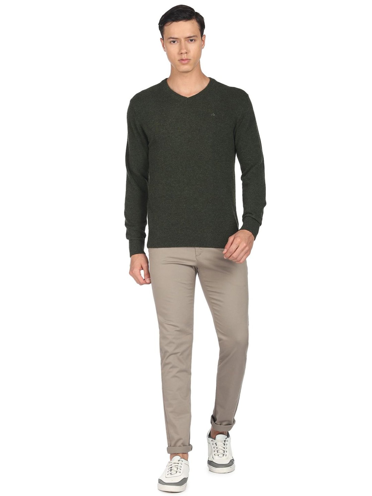 Arrow Sport Olive Regular Fit Sweater