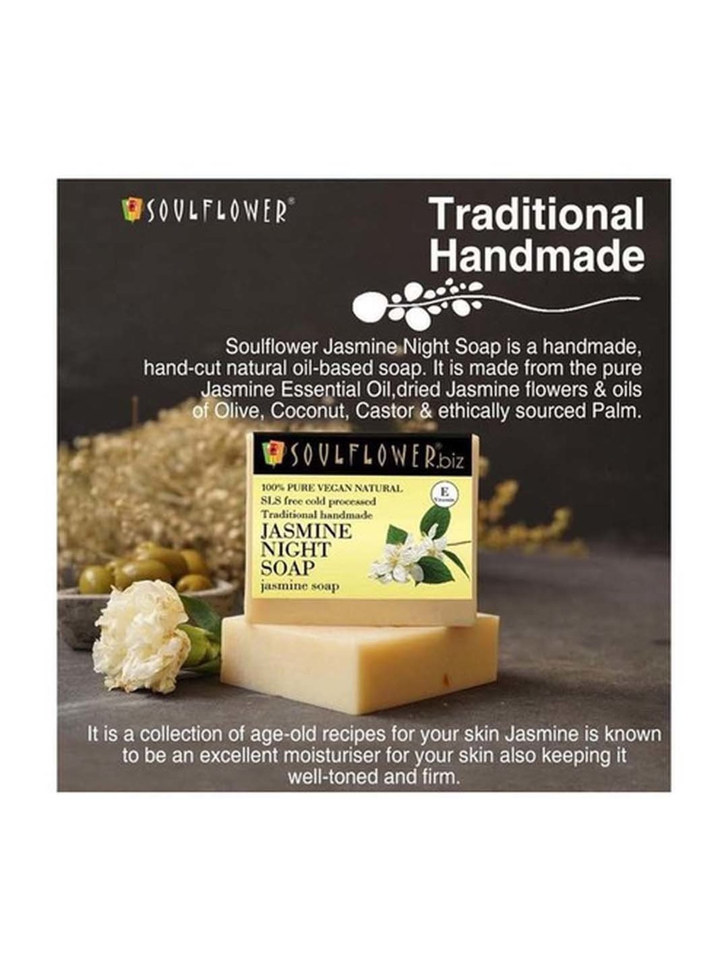 Soulflower Jasmine Night Soap - 150 gm