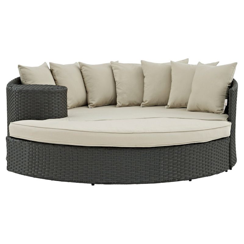 Sojourn 2 Sections Outdoor Patio Sunbrella Daybed - Light Beige - Modway