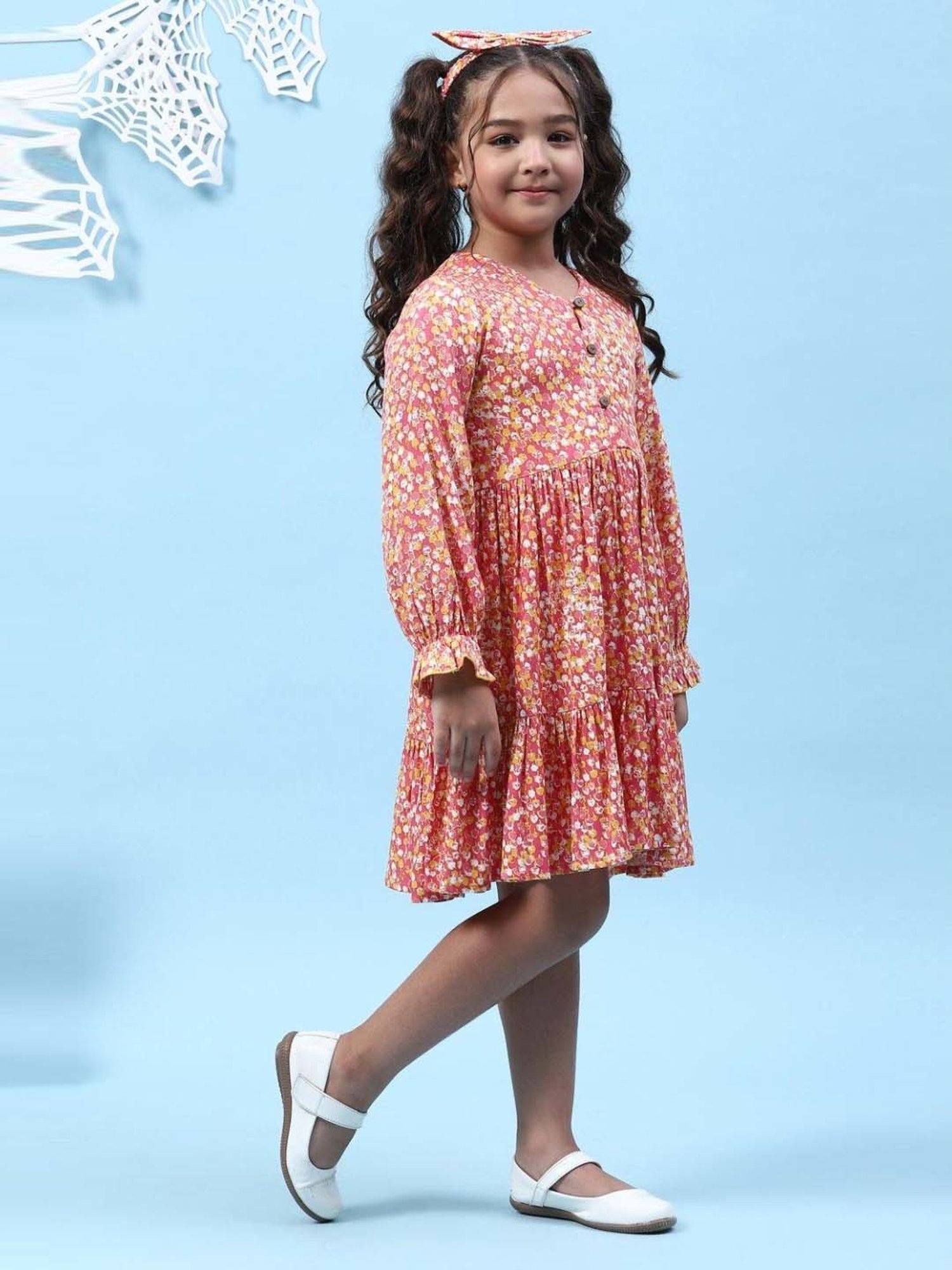 Biba Kids Orange Printed Dress