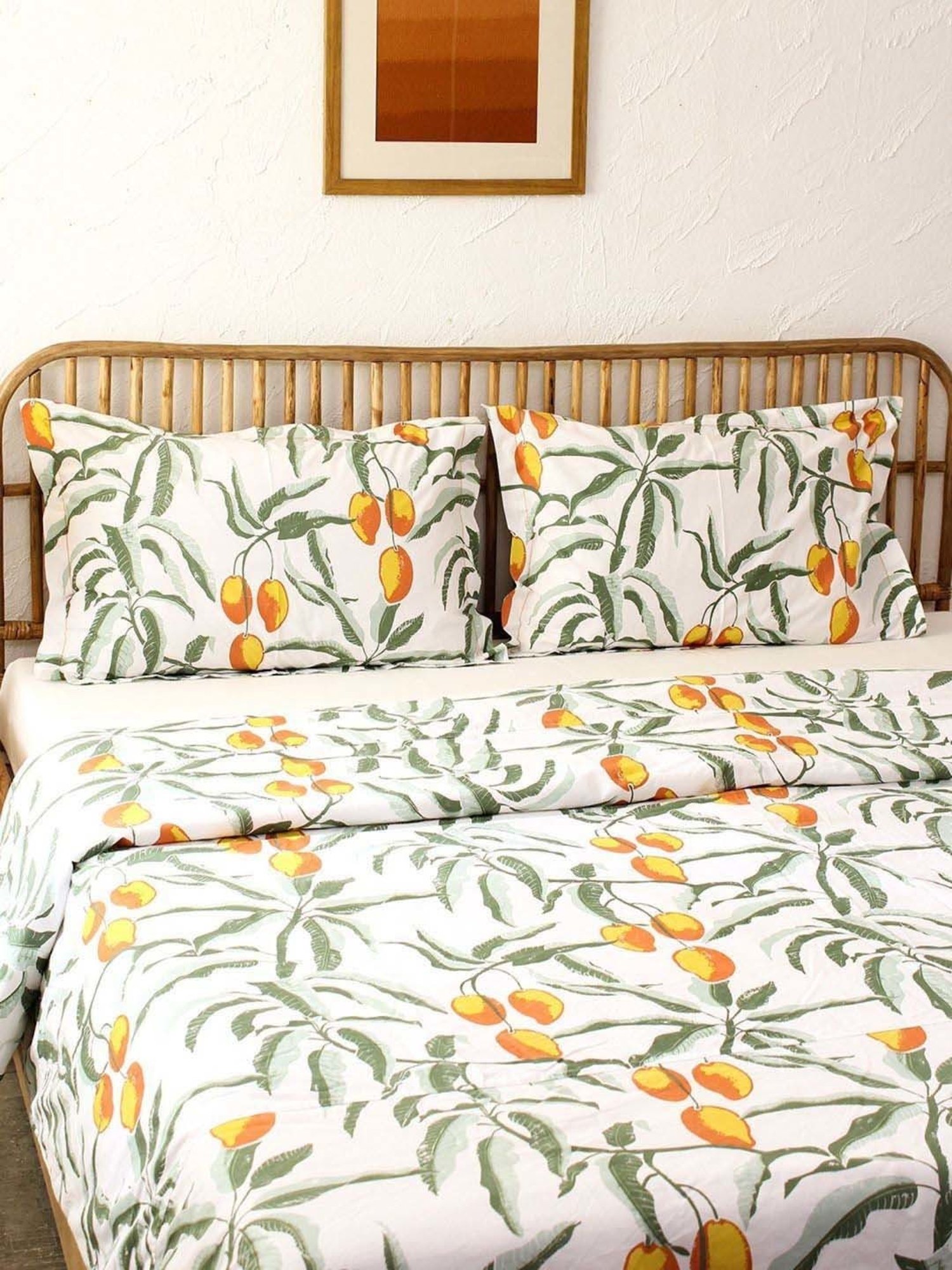 House This Amra White & Rust Cotton 180 TC Double Duvet Cover