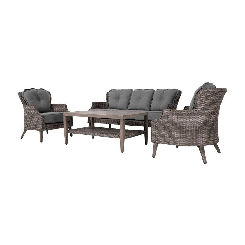 4pc Wicker Patio Seating Set With Cushions Dark Gray - Nuu Garden