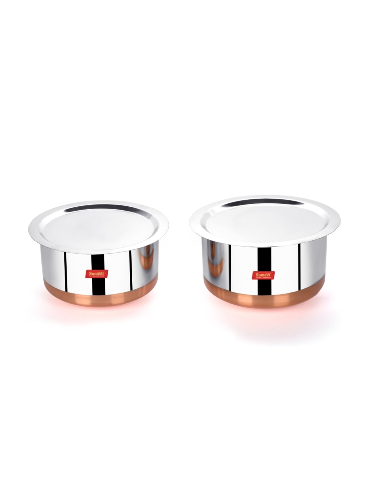 Sumeet Stainless Steel Copper Bottom 2Pc Big Size Tope Set With Lid  (3.850L, 4.70L)