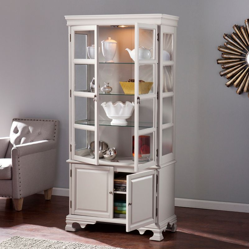 Morgan Farmhouse 6 Shelf Lighted Curio - Gray - Aiden Lane