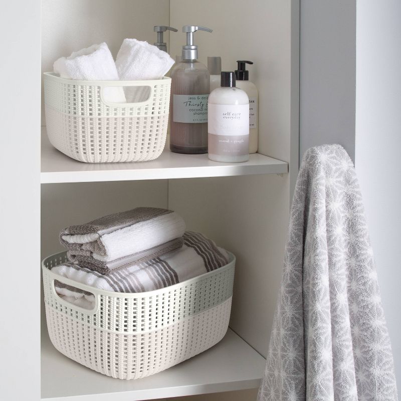 Simplify Medium 2 Tone Decorative Storage Basket Gray