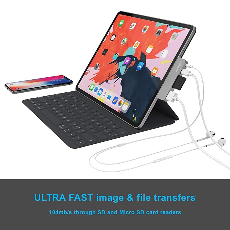 USB C Hub for iPad Pro 11 129 2020 2018 MacBook Pro 16 15 13 2020 2019 2018 MacBook Air 2020 2019 2018 100W Power HDMI 4K microSD SD Card Reader 35mm Jack