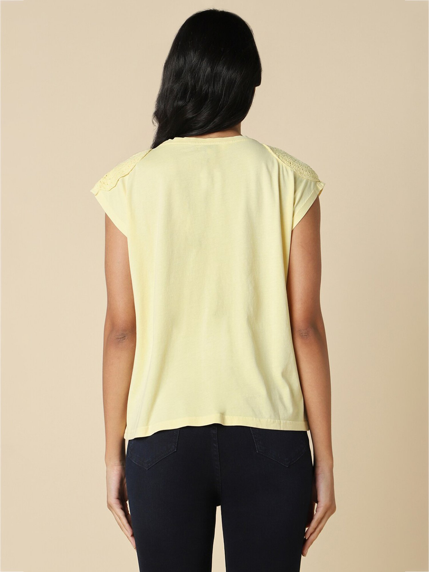 Allen Solly Yellow Cotton Regular Fit T-Shirt