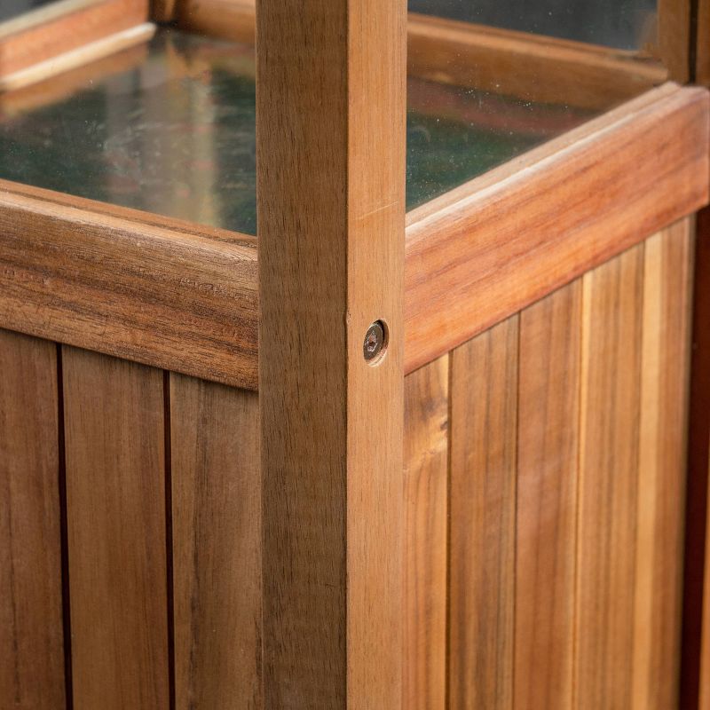 2pk Claudine 47" Standing Acacia Wood Candle Outdoor Lanterns Teak - Christopher Knight Home