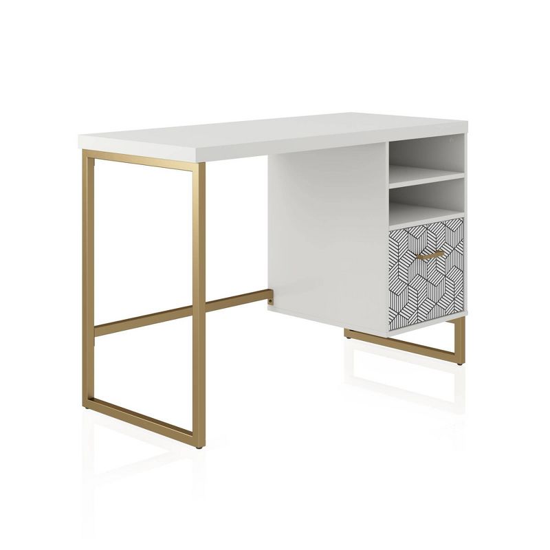 Scarlett Single Pedestal Desk White - CosmoLiving by Cosmopolitan