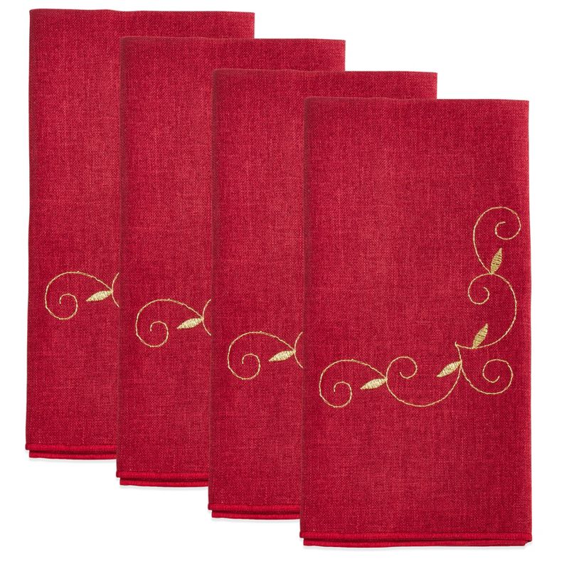 Saro Lifestyle Napkins With Embroidered Holiday Design (Set of 4)