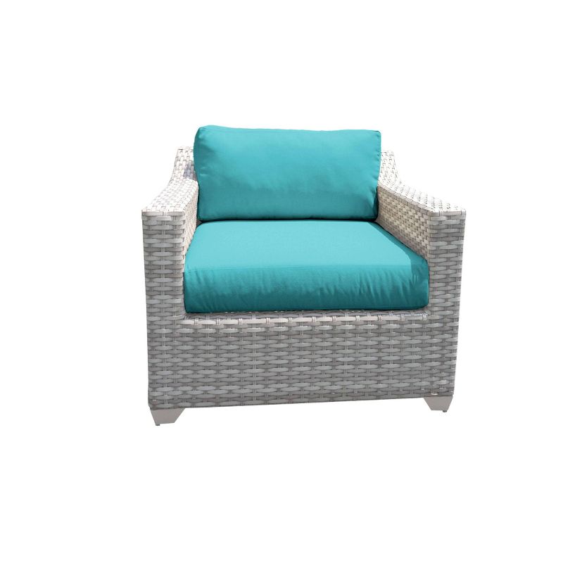 Nolin 7pc Sectional Weathered Brown Frame Sunbrella Spectrum Denim Fabric - La-Z-Boy