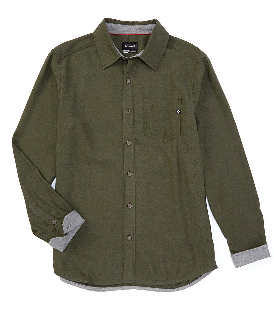 Marmot Hobson Solid Midweight Flannel Long-Sleeve Recycled Materials Woven Shirt