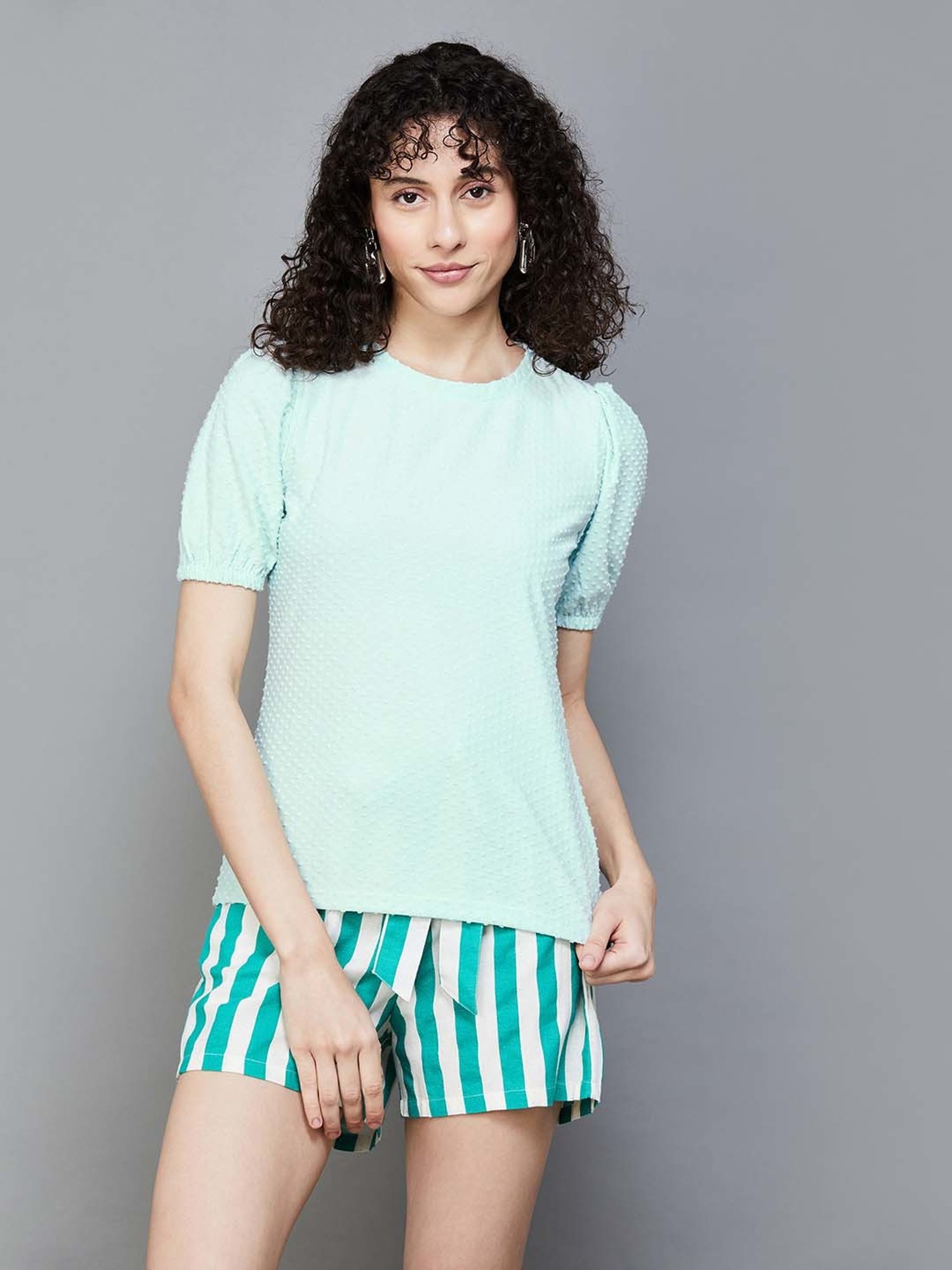 Fame Forever by Lifestyle Green Self Pattern Top