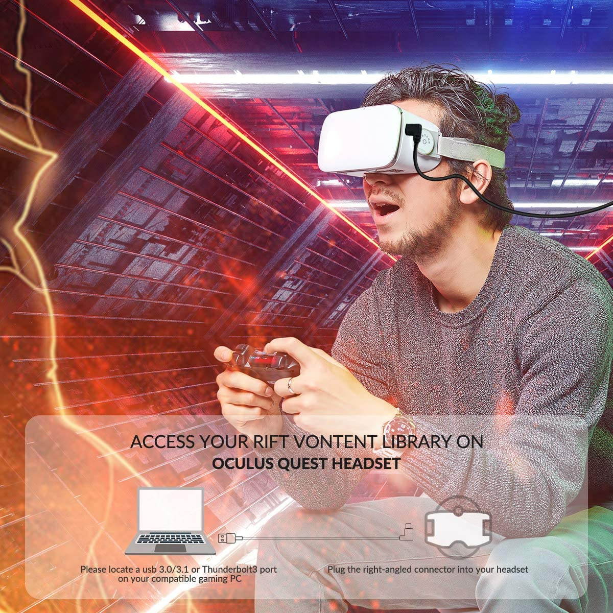 Oculus Link Cable 26ft/8M, Oculus Quest 2 Link Cable,High Speed Data Transfer& Fast Charging  USB C Cable,Compatible for Oculus Quest 2 Headset and Gaming PC, VR25