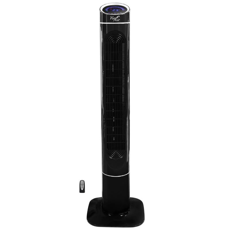 Vie Air 50 Inch Luxury Digital 3 Speed High Velocity Tower Fan with Fresh Air Ionizer and Remote Control in Black