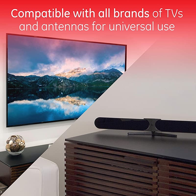 Indoor TV Antenna Amplifier Low Noise Antenna Signal Booster Clears Up Pixelated LowStrength Channels HD TV Digital VHF UHF AC Power Adapter Black 42178