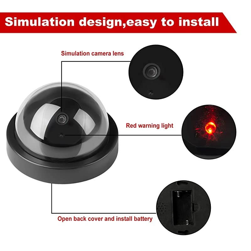 Dome Dummy Fake Security CCTV Dome Camera Simulation Monitor with LED Blinking LightOutdoorIndoor Use for Homes amp Business1 Pack