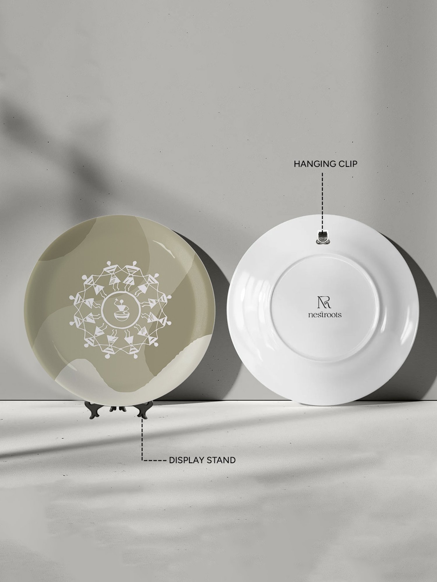 Nestroots Modern Warli Floral Multicolor Porcelain Wall Plate