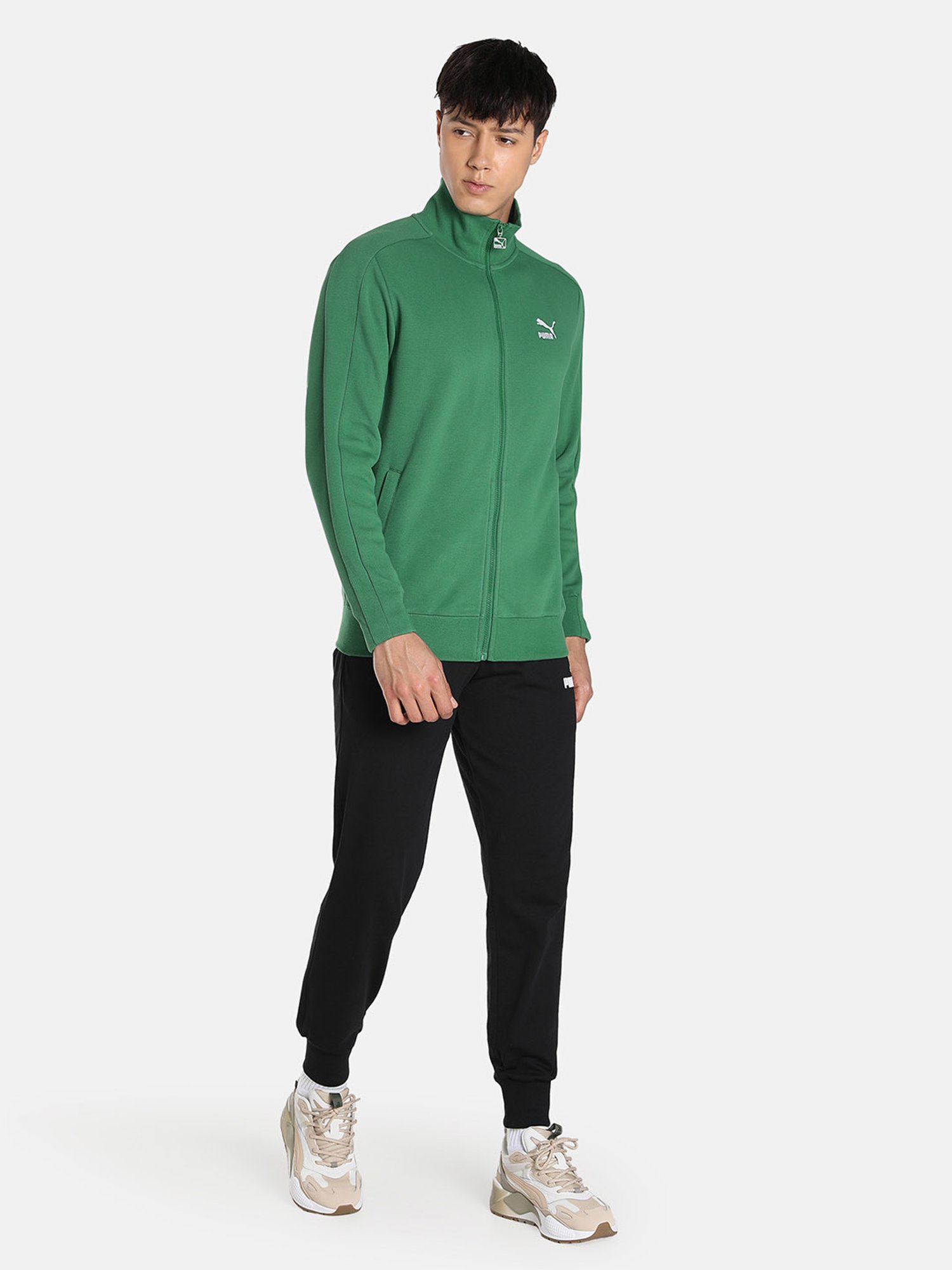 Puma Green Cotton Regular Fit Jacket