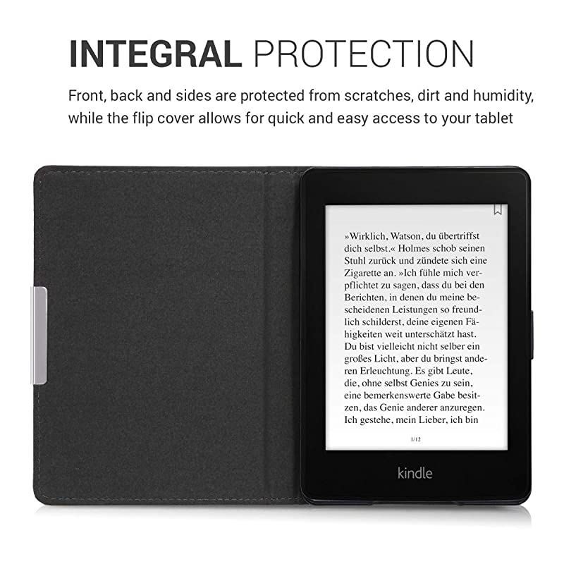 Case Compatible with  Kindle Paperwhite - PU Leather/Canvas Cover - (for 2017 and Older) Stripes Blue/White