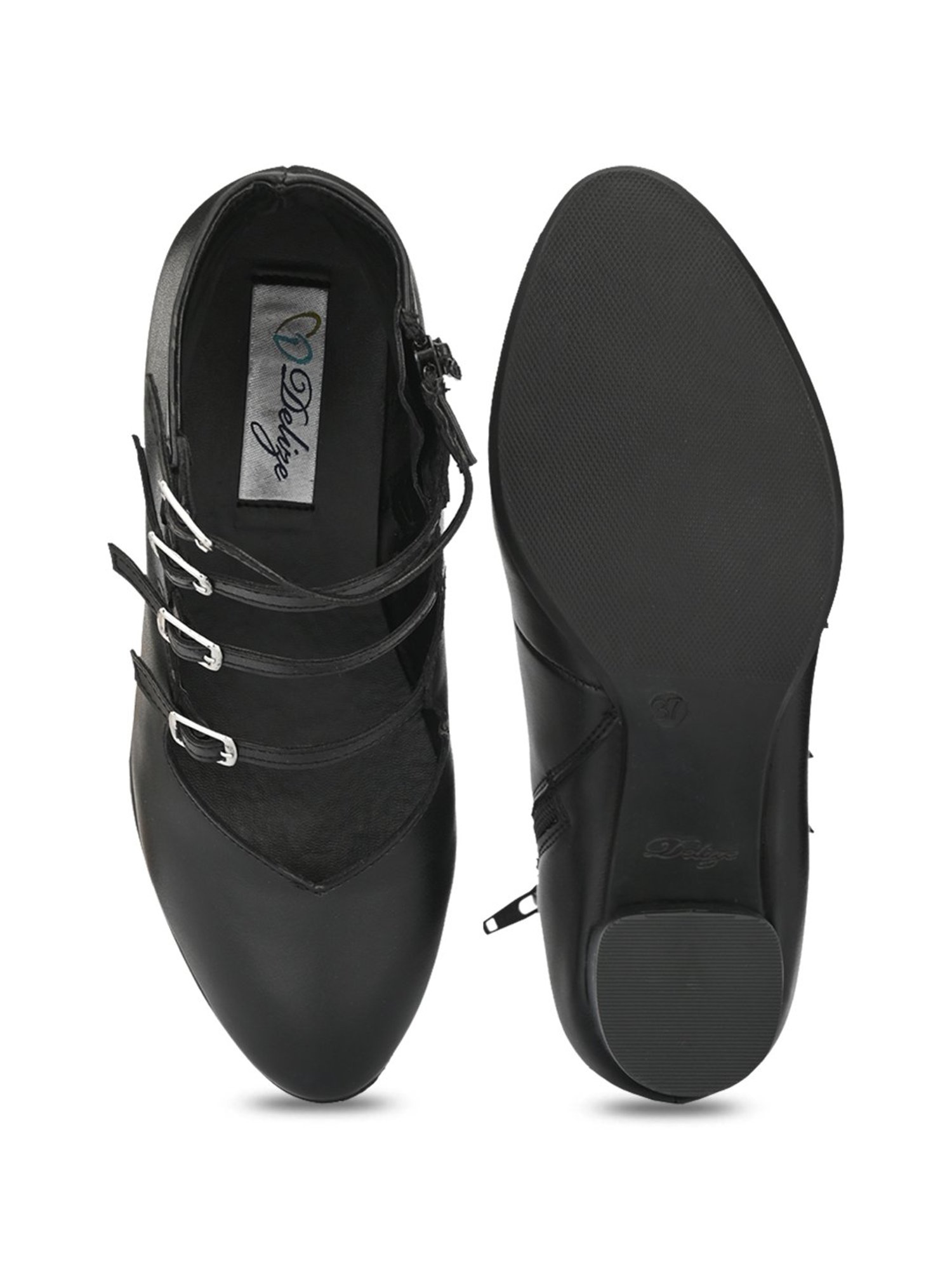 Delize Women's Black Ankle Strap Sandals