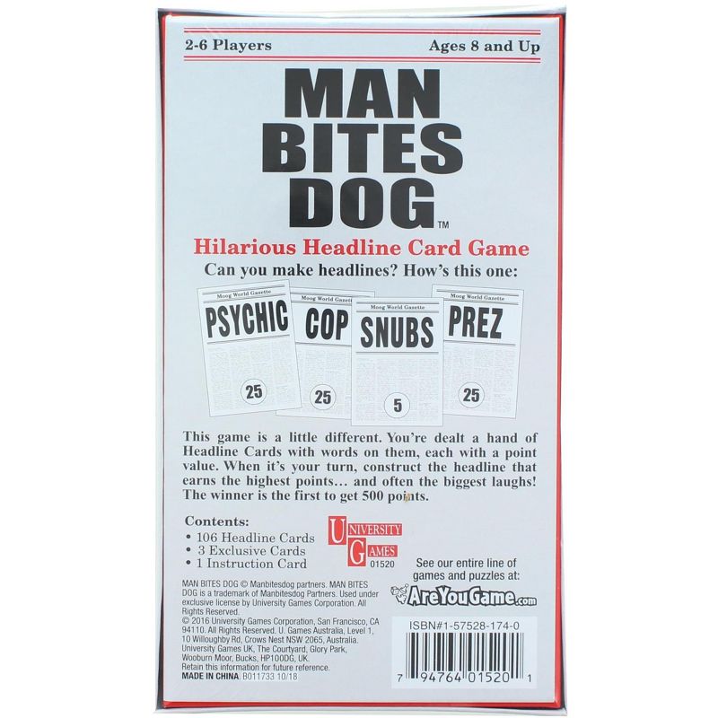 University Games Man Bites Dog Card Game | For 2-4 Players