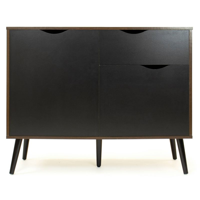 39" Seine Dining Buffet Table with Storage and Adjustable Shelving Dark Wood/Black - Humble Crew