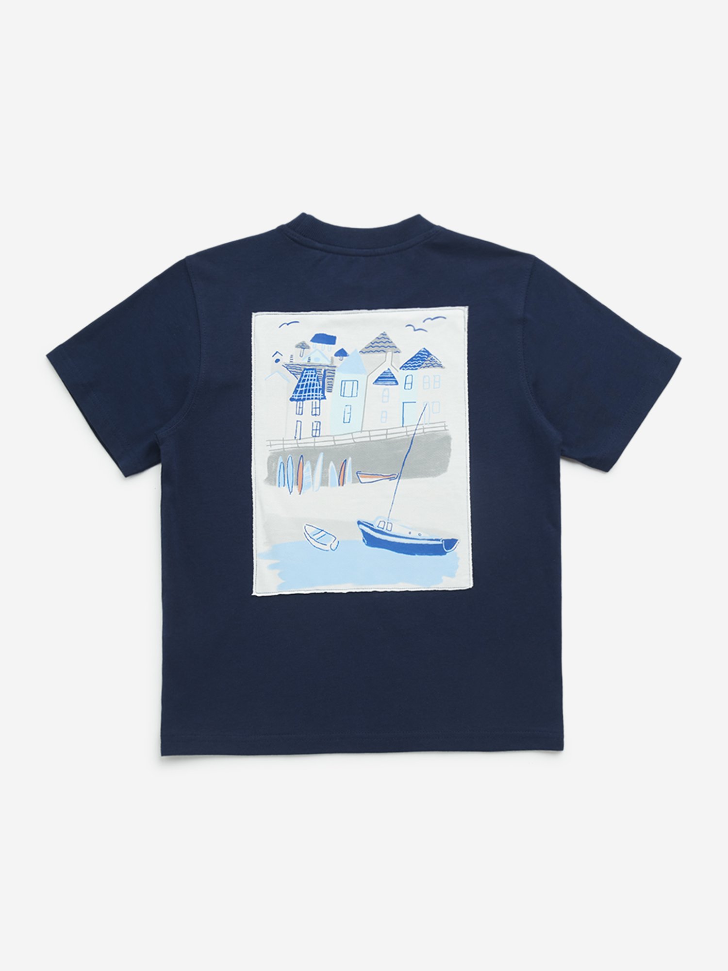 HOP Kids by Westside Navy Text Design Cotton T-Shirt