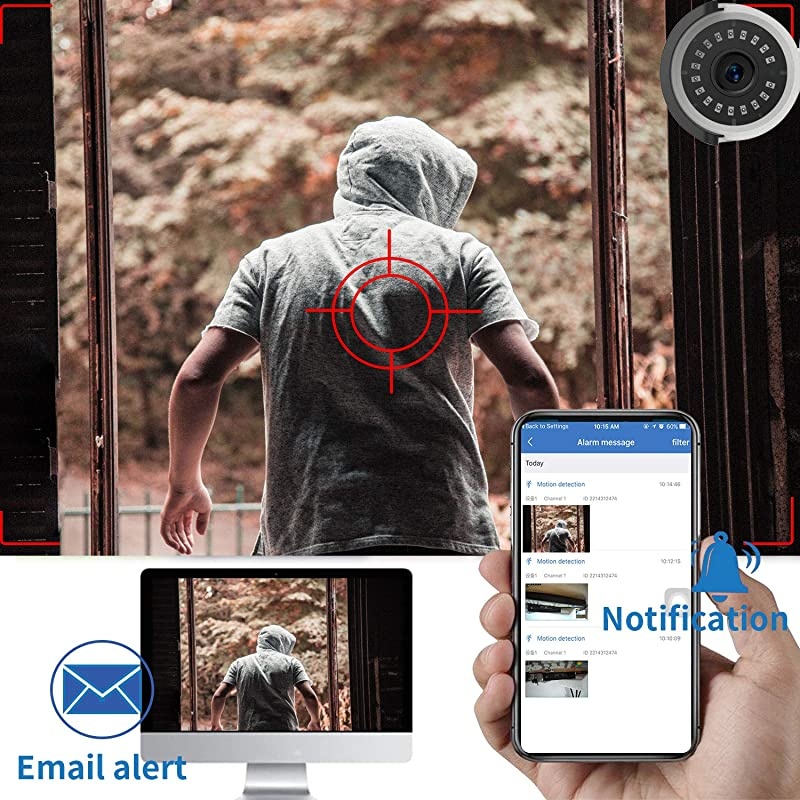 Camera System Wireless,8 Channel Home Outdoor Wireless Surveillance Camera System and 4Pcs 1080P WiFi Weatherproof IP Camera with Night Vision,Remote View,2TB Hard Drive