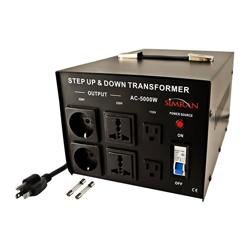 AC-5000 Step Up / Down Voltage Transformer Power Converter for Conversion Between 110 Volt and 220 Volts with Circuit Breaker, CE Certified, 5000 Watts