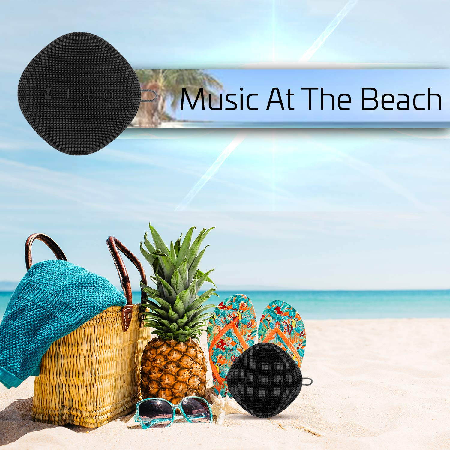 Coby True Wireless Bluetooth Speaker w/Mic | Loud HD Sound | IPX5 Waterproof for Camping, Shower, Travel, Beach Listening |12 Hours of Music | Compact, Portable, and Rechargeable (Black)