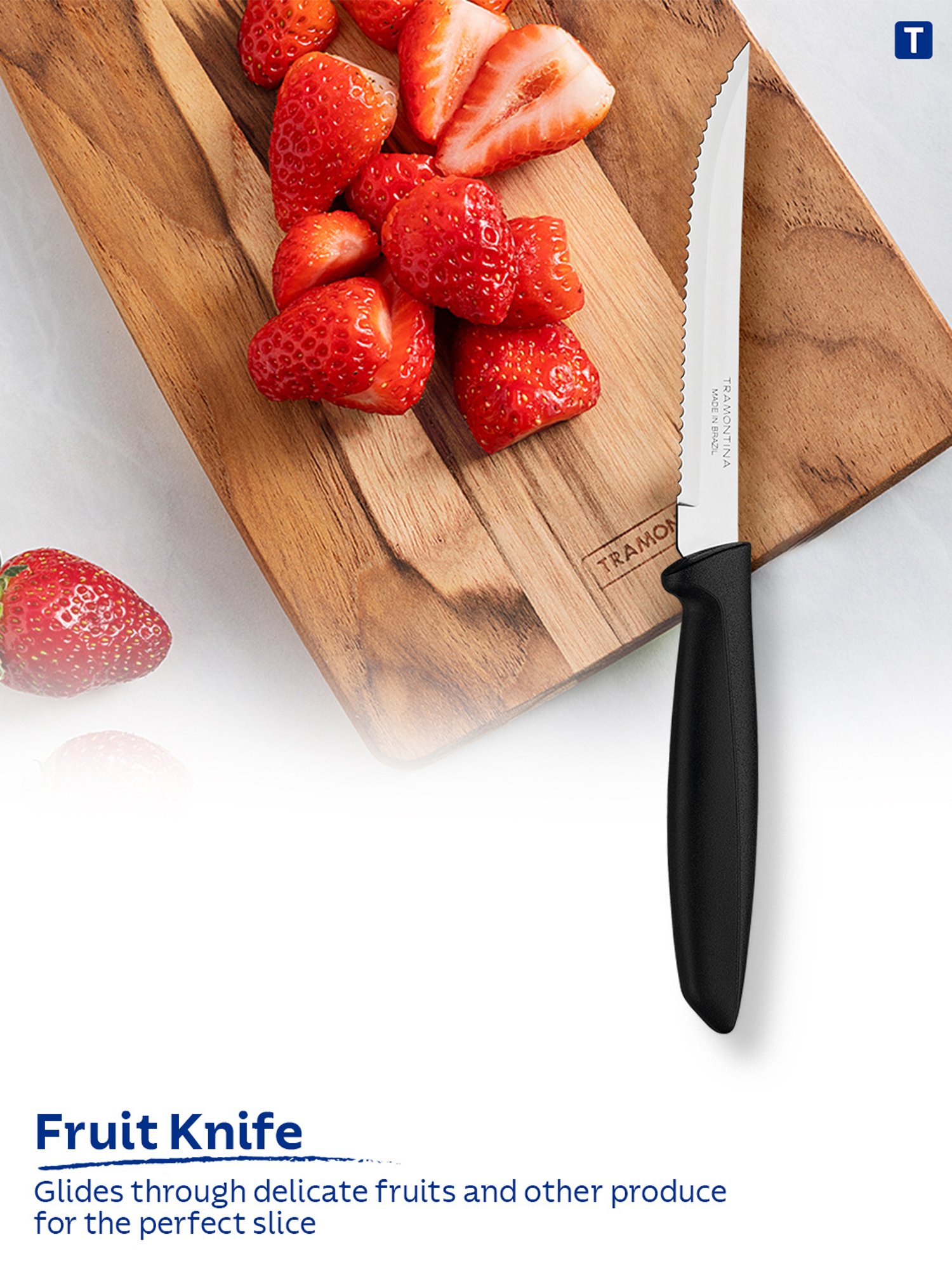 Tramontina Plenus Stainless Steel Fruit Knife 12cm/4.7" Grey Serrated Edge Kitchen Knife