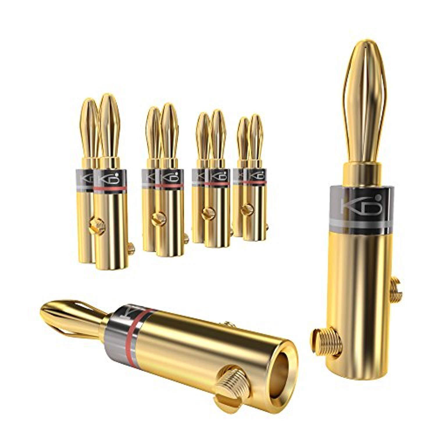 kabeldirekt banana plug  1116 awg, connector 5 pair, 24k goldplated, screwable, suitable for flexible connection of the cable to hifi boxes, amplifiers, av receivers and sound systems