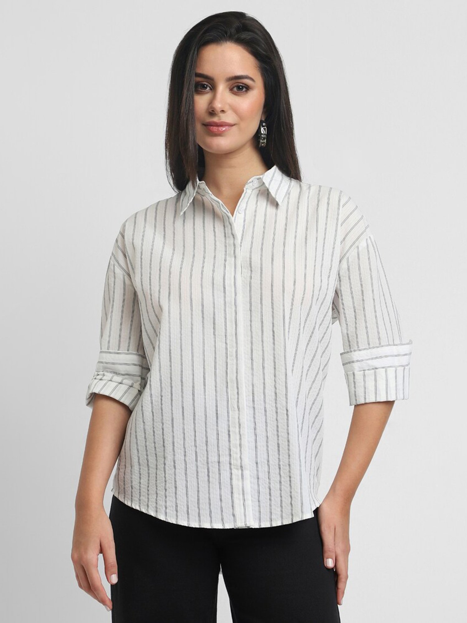 Forever 21 White Striped Shirt