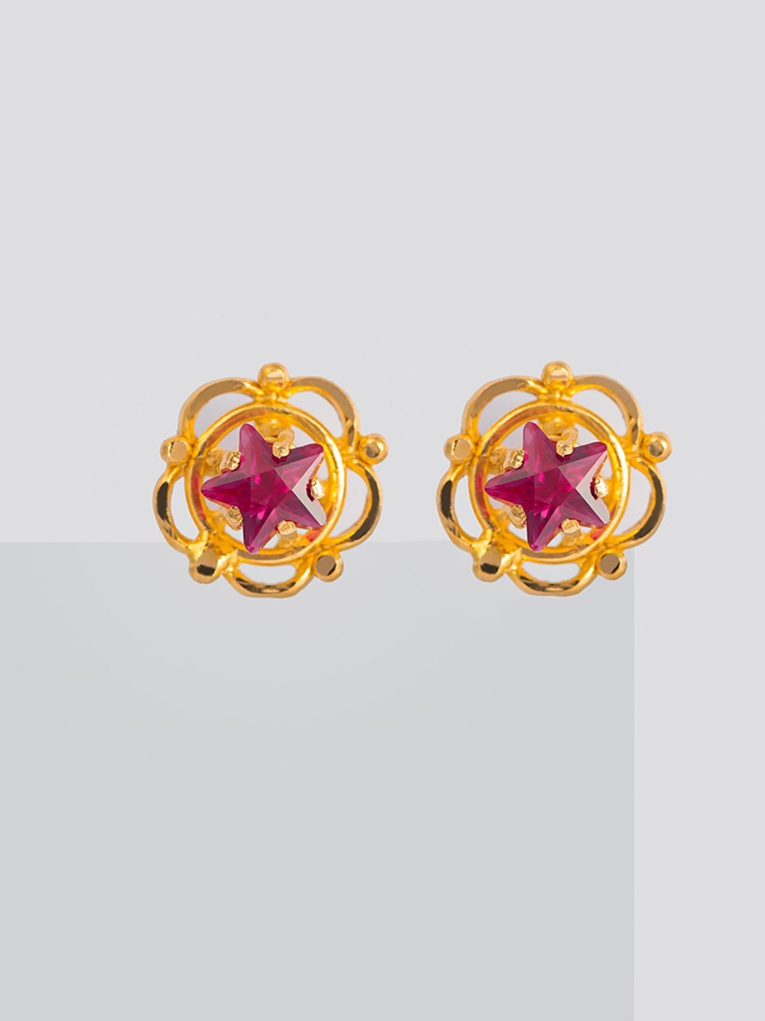 P.N.Gadgil Jewellers 22k Yellow Gold Astral Aura Stud Earrings