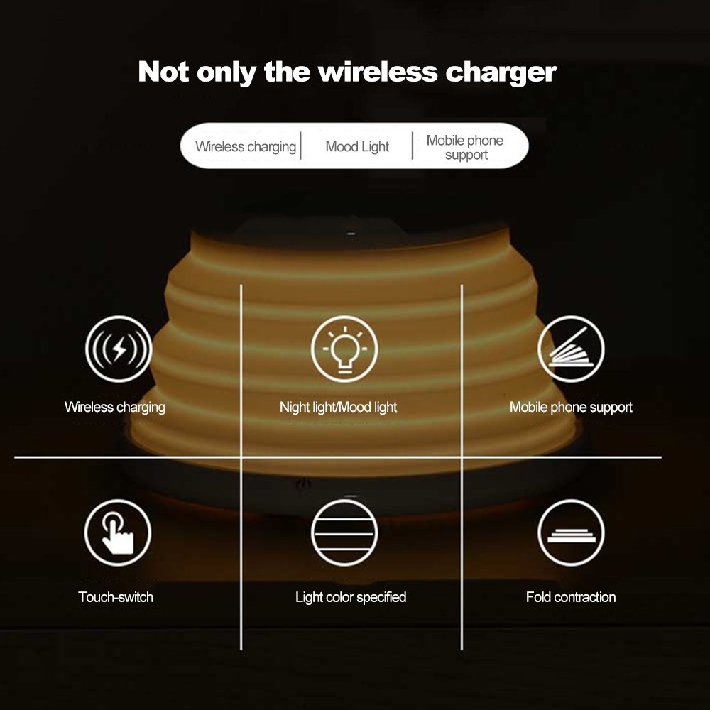 Mobile Phone Holder Bracket Wireless Charger Multi-function Wireless Charging Black