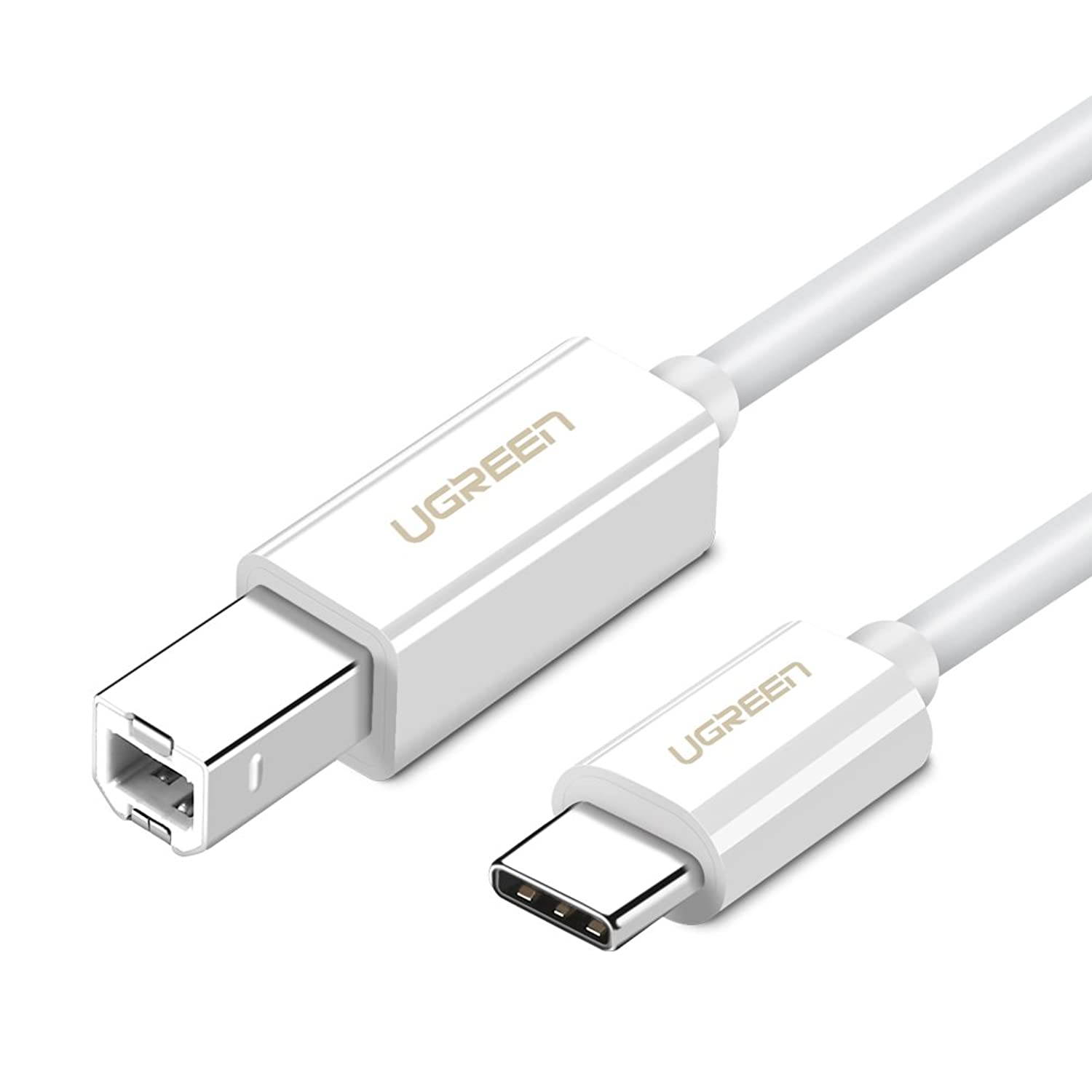 UGREEN USB C Printer Cable, USB Type C to USB 2.0 Type B Printer Scanner Cable Cord High Speed for Brother, HP, Canon, Lexmark, Epson, Dell, Xerox, Samsung etc and Piano, DAC (3FT, White)