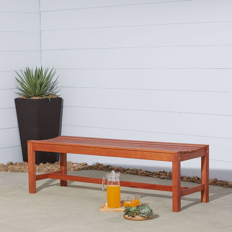 5ft Wood Backless Garden Patio Bench Brown - Vifah