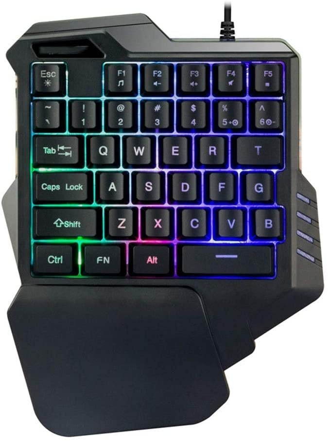 QCSMegy One-Handed Keyboard RGB Light Effect Game Keyboard to Eat Chicken LOL Hand Game Keyboard (Color : Mixed Version)