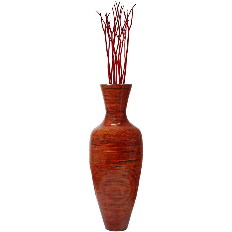 Uniquewise 37.5 in. Tall Bamboo Floor Vase, Glossy Red