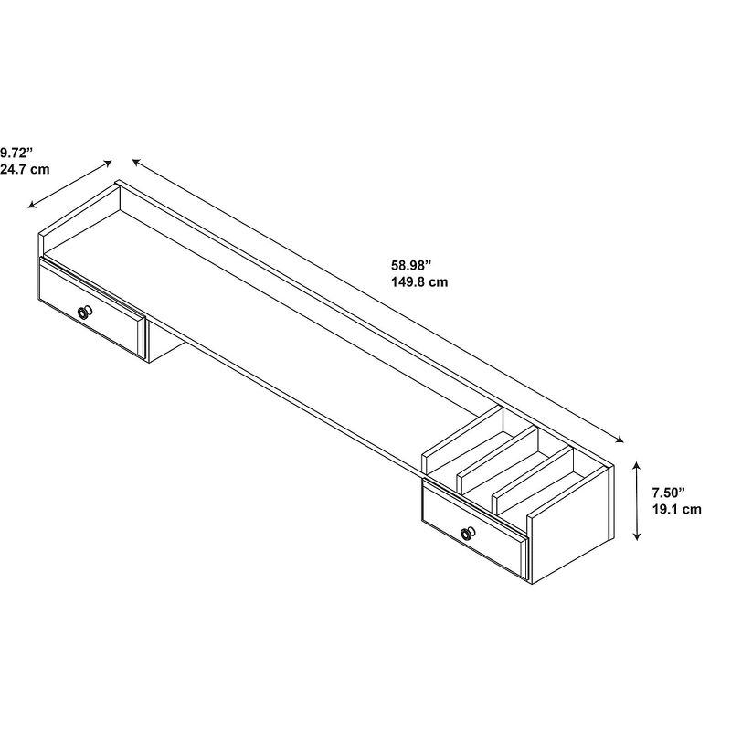 kathy ireland Home by Bush Furniture Connecticut 60W Organizer, Black Suede Oak KI40102-03