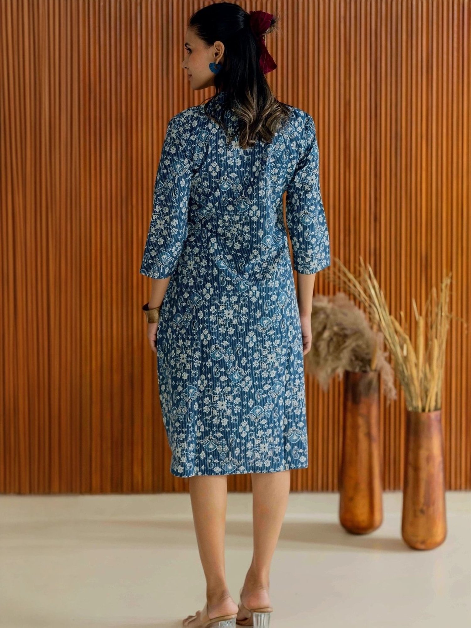 MIRCHI FASHION Blue Cotton Printed A Line Kurta