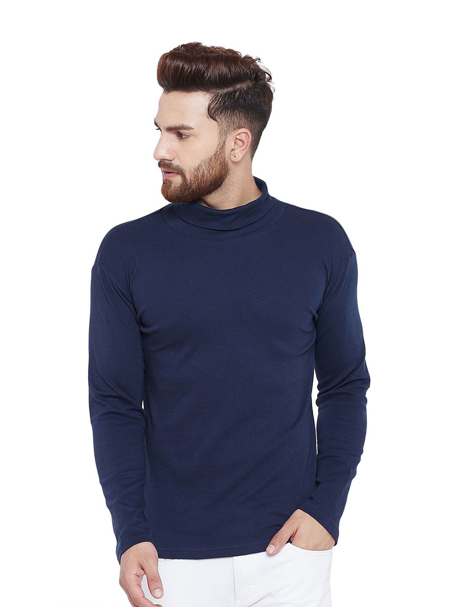 Hypernation Dark Blue High Neck T-Shirt