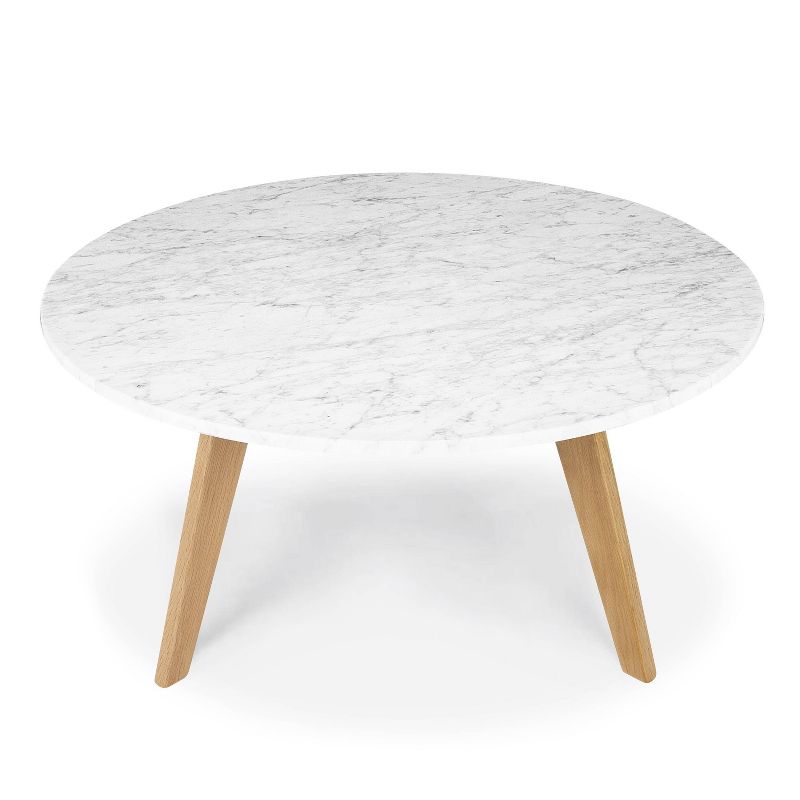 Gabrielle Mid-Century Marble Round Coffee Table Natural - Poly & Bark