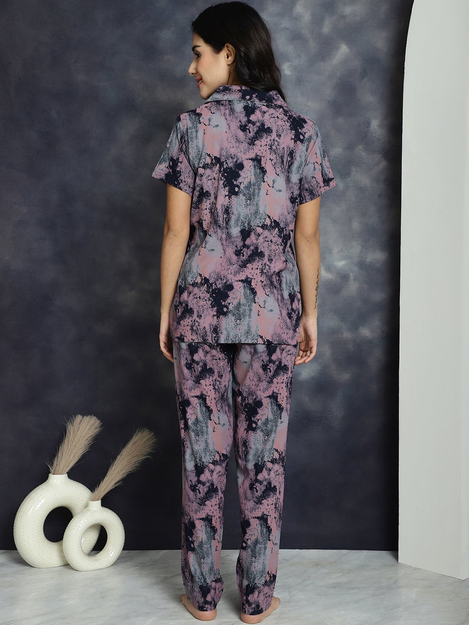 Boston Club Pink Printed Top With Lounge Pants